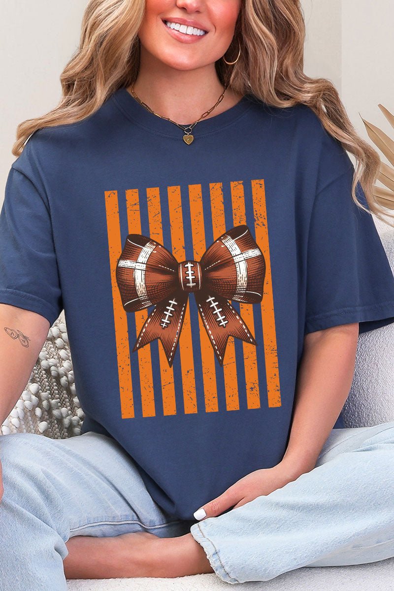 Orange Varsity Bow Comfort Colors Adult Ring-Spun Cotton Tee - Wholesale Accessory Market