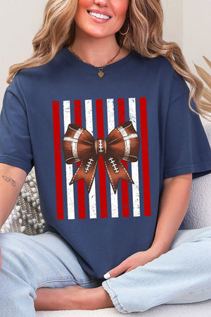 Red & White Varsity Bow Comfort Colors Adult Ring-Spun Cotton Tee - Wholesale Accessory Market
