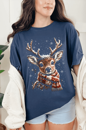 Snow Kissed Reindeer Comfort Colors Adult Ring-Spun Cotton Tee - Wholesale Accessory Market