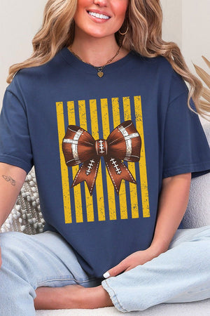 Yellow Gold Varsity Bow Comfort Colors Adult Ring-Spun Cotton Tee - Wholesale Accessory Market
