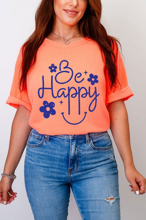 Flower Be Happy Comfort Colors Adult Ring - Spun Cotton Tee - Wholesale Accessory Market