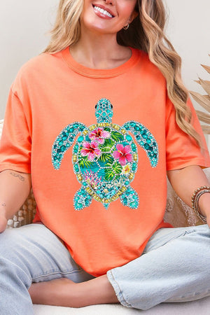 Seaside Sparkle Turtle Comfort Colors Adult Ring - Spun Cotton Tee - Wholesale Accessory Market