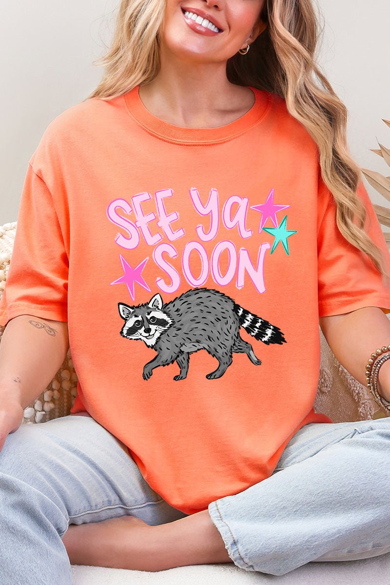 See You Soon Raccoon Full Front & Back Design Comfort Colors Adult Ring - Spun Cotton Tee - Wholesale Accessory Market