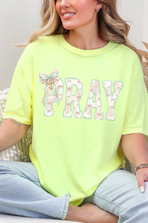 Coquette Cross Pray Comfort Colors Adult Ring - Spun Cotton Tee - Wholesale Accessory Market