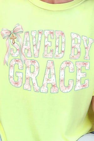 Coquette Cross Saved By Grace Comfort Colors Adult Ring - Spun Cotton Tee - Wholesale Accessory Market