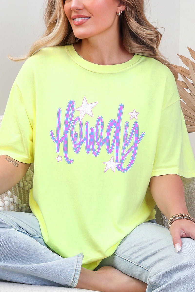 Electric Cowgirl Howdy Comfort Colors Adult Ring - Spun Cotton Tee - Wholesale Accessory Market