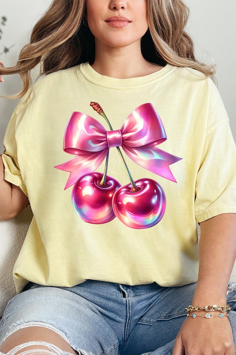 Holographic Coquette Cherries Comfort Colors Adult Ring - Spun Cotton Tee - Wholesale Accessory Market