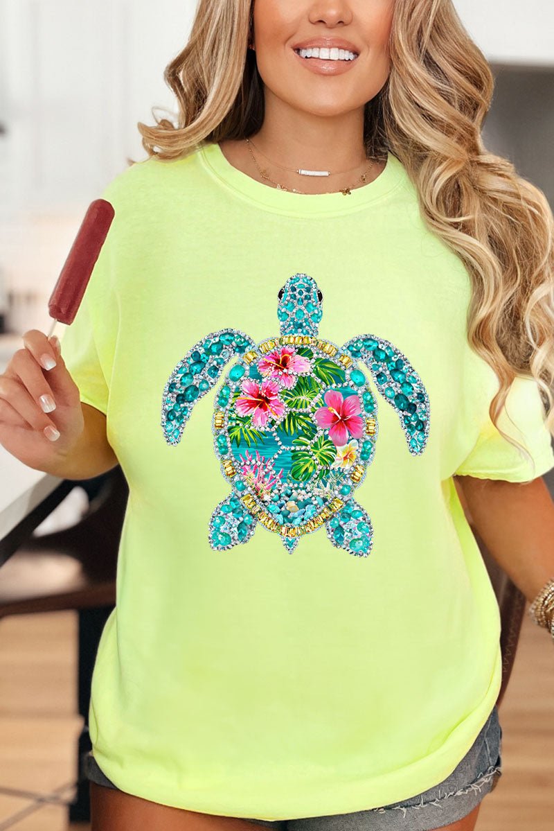 Seaside Sparkle Turtle Comfort Colors Adult Ring - Spun Cotton Tee - Wholesale Accessory Market