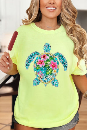 Seaside Sparkle Turtle Comfort Colors Adult Ring - Spun Cotton Tee - Wholesale Accessory Market