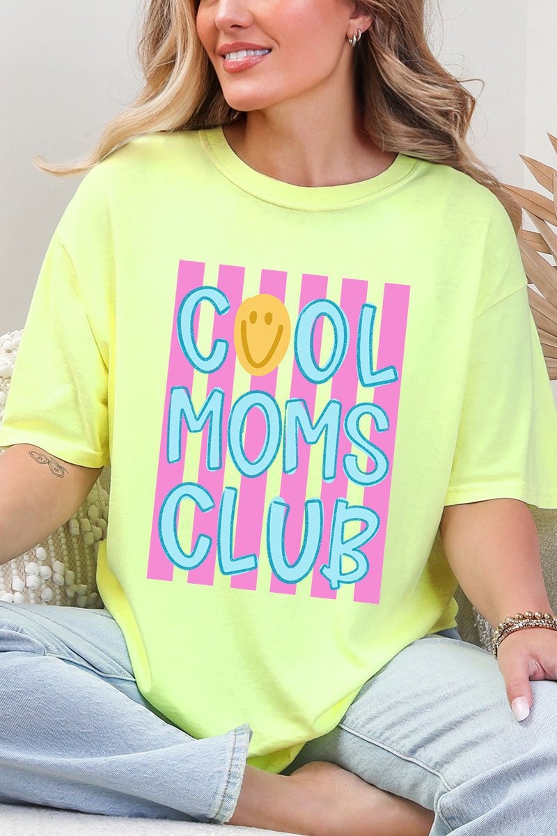 Striped Happy Cool Moms Club Comfort Colors Adult Ring - Spun Cotton Tee - Wholesale Accessory Market