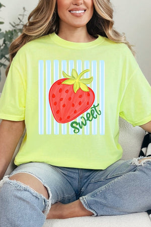 Sweet Strawberry Stripes Comfort Colors Adult Ring - Spun Cotton Tee - Wholesale Accessory Market