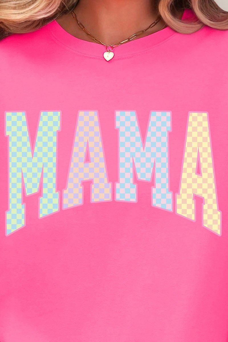 Pastel Checkered Mama Comfort Colors Adult Ring - Spun Cotton Tee - Wholesale Accessory Market