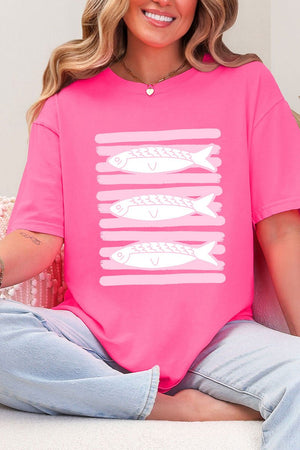 Preppy Pink Fish Comfort Colors Adult Ring - Spun Cotton Tee - Wholesale Accessory Market