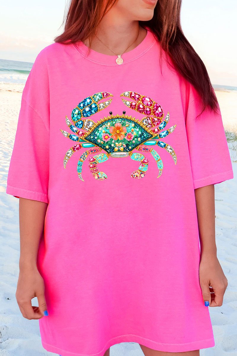 Seaside Sparkle Crab Comfort Colors Adult Ring - Spun Cotton Tee - Wholesale Accessory Market