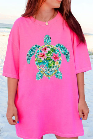 Seaside Sparkle Turtle Comfort Colors Adult Ring - Spun Cotton Tee - Wholesale Accessory Market