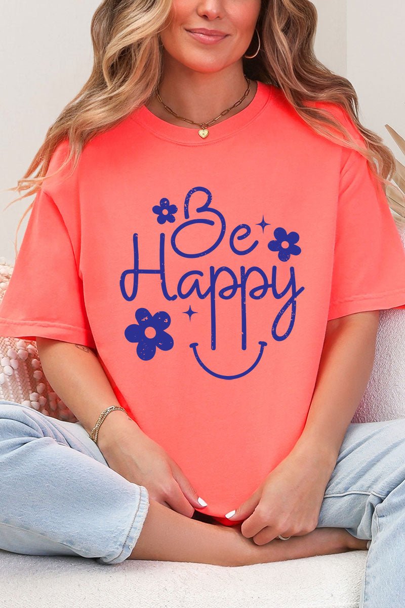 Flower Be Happy Comfort Colors Adult Ring - Spun Cotton Tee - Wholesale Accessory Market