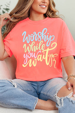 Worship While You Wait Comfort Colors Adult Ring - Spun Cotton Tee - Wholesale Accessory Market