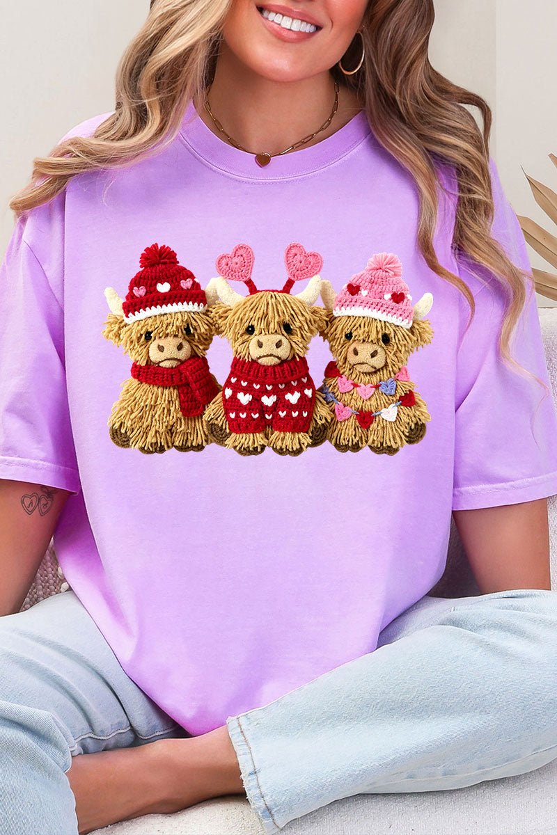 Faux Yarn Highland Hearts Comfort Colors Adult Ring - Spun Cotton Tee - Wholesale Accessory Market