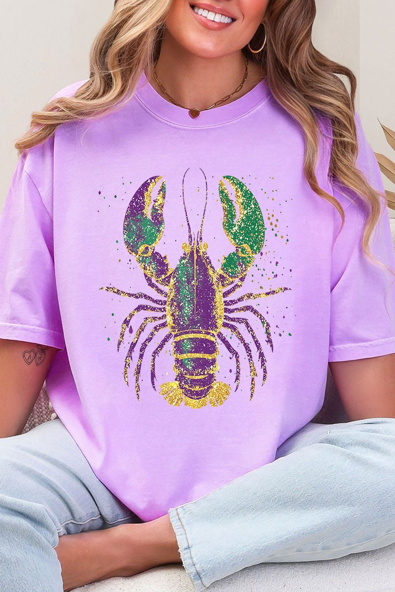 Glitzy Gras Crawfish Comfort Colors Adult Ring - Spun Cotton Tee - Wholesale Accessory Market