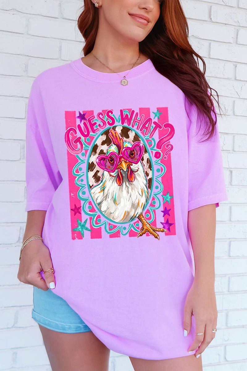 Guess What Chicken Butt Full Front & Back Design Comfort Colors Adult Ring - Spun Cotton Tee - Wholesale Accessory Market