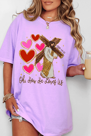 He Loves Us Hearts Comfort Colors Adult Ring - Spun Cotton Tee - Wholesale Accessory Market