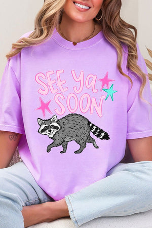 See You Soon Raccoon Full Front & Back Design Comfort Colors Adult Ring - Spun Cotton Tee - Wholesale Accessory Market