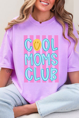 Striped Happy Cool Moms Club Comfort Colors Adult Ring - Spun Cotton Tee - Wholesale Accessory Market