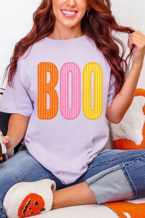 Candy Stripe Boo Comfort Colors Adult Ring-Spun Cotton Tee - Wholesale Accessory Market