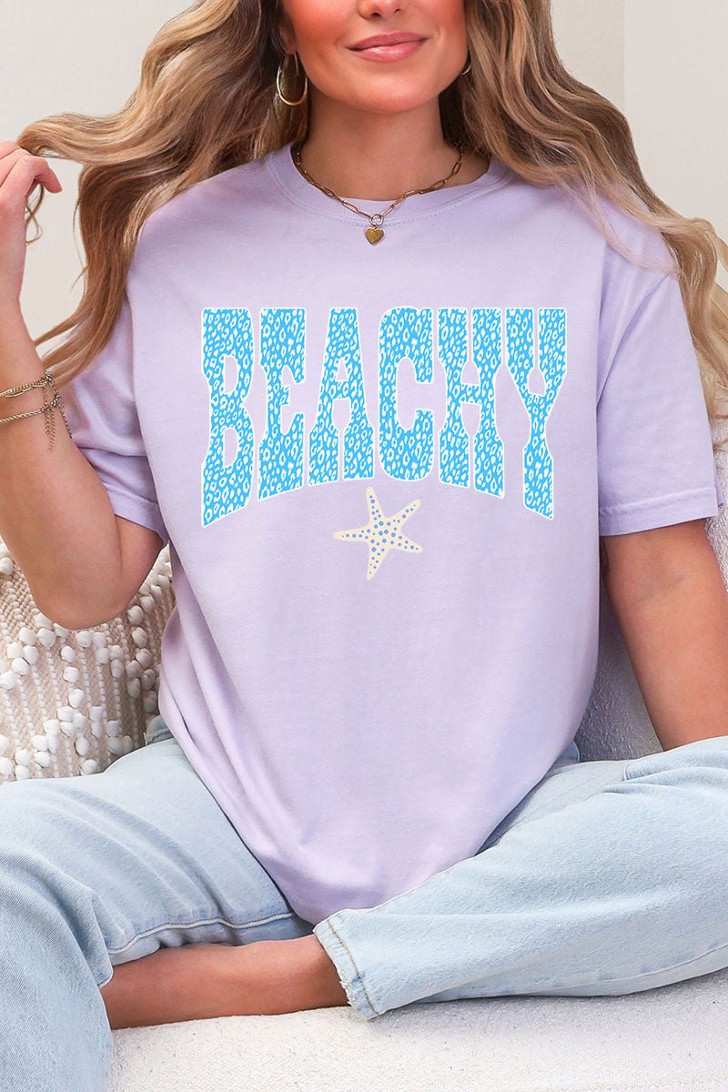 Coastal Beachy Leopard Comfort Colors Adult Ring - Spun Cotton Tee - Wholesale Accessory Market