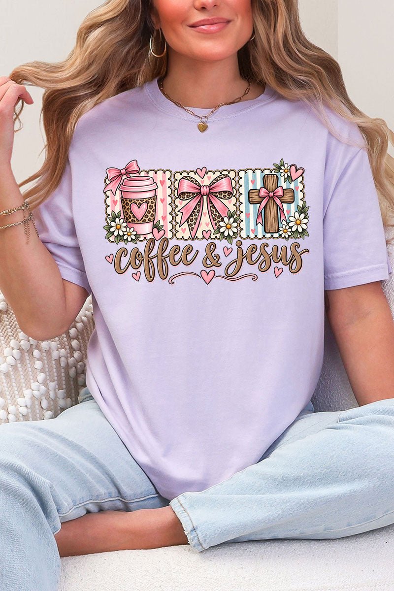 Coffee & Jesus Coquette Comfort Colors Adult Ring-Spun Cotton Tee - Wholesale Accessory Market