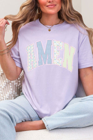 Garden Gingham Amen Comfort Colors Adult Ring - Spun Cotton Tee - Wholesale Accessory Market