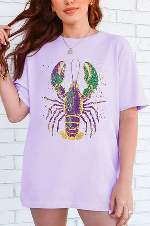 Glitzy Gras Crawfish Comfort Colors Adult Ring - Spun Cotton Tee - Wholesale Accessory Market