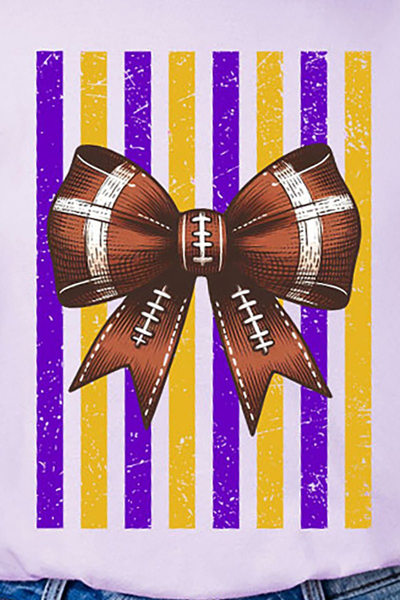Purple & Yellow Gold Varsity Bow Comfort Colors Adult Ring-Spun Cotton Tee - Wholesale Accessory Market