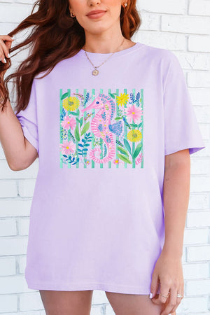 Seahorse Coastal Garden Comfort Colors Adult Ring - Spun Cotton Tee - Wholesale Accessory Market