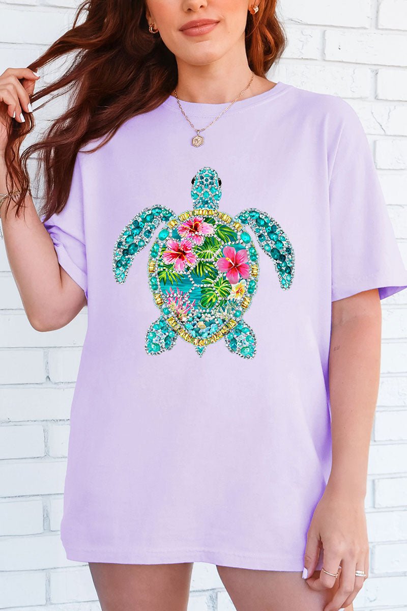 Seaside Sparkle Turtle Comfort Colors Adult Ring - Spun Cotton Tee - Wholesale Accessory Market