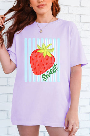 Sweet Strawberry Stripes Comfort Colors Adult Ring - Spun Cotton Tee - Wholesale Accessory Market