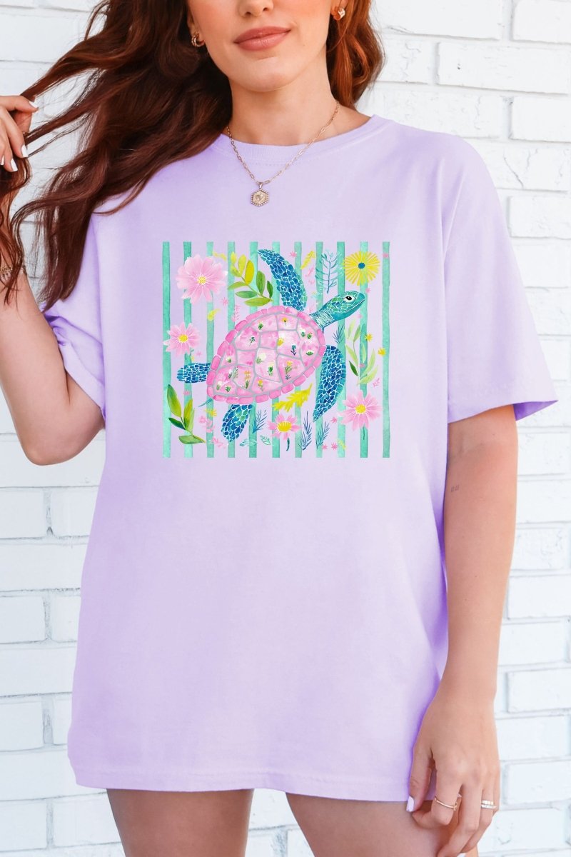 Turtle Coastal Garden Comfort Colors Adult Ring - Spun Cotton Tee - Wholesale Accessory Market