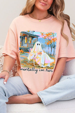Ghost Mentally I'm Here Comfort Colors Adult Ring-Spun Cotton Tee - Wholesale Accessory Market