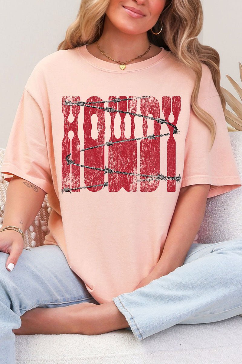 Barbed Wire Howdy Comfort Colors Adult Ring - Spun Cotton Tee - Wholesale Accessory Market