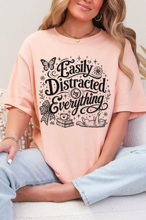Black Easily Distracted By Everything Comfort Colors Adult Ring-Spun Cotton Tee - Wholesale Accessory Market