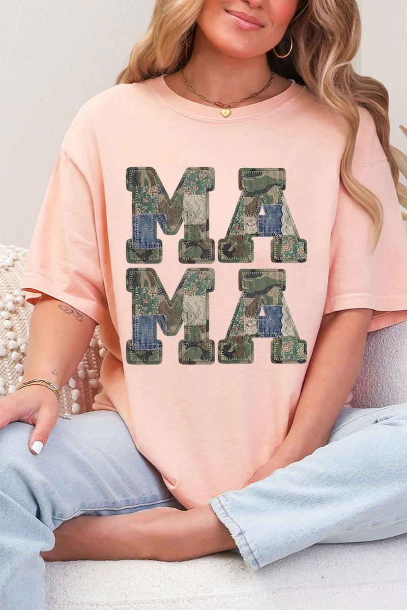 Patchwork Camo Mama Comfort Colors Adult Ring - Spun Cotton Tee - Wholesale Accessory Market