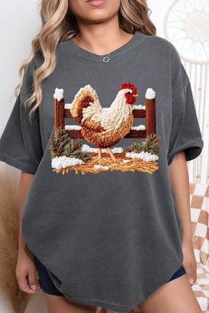 Faux Yarn Winter Chicken Comfort Colors Adult Ring - Spun Cotton Tee - Wholesale Accessory Market