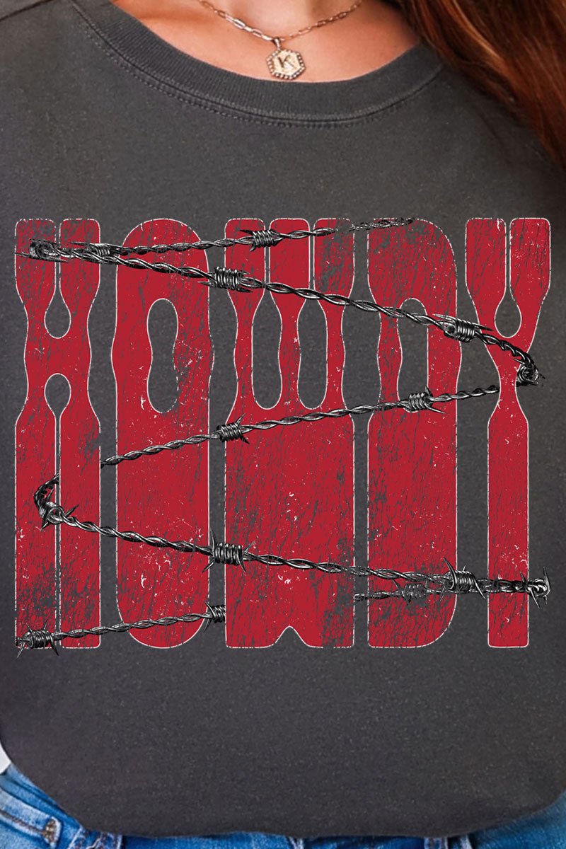 Barbed Wire Howdy Comfort Colors Adult Ring - Spun Cotton Tee - Wholesale Accessory Market