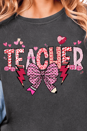 Bow Teacher Doodle Comfort Colors Adult Ring - Spun Cotton Tee - Wholesale Accessory Market