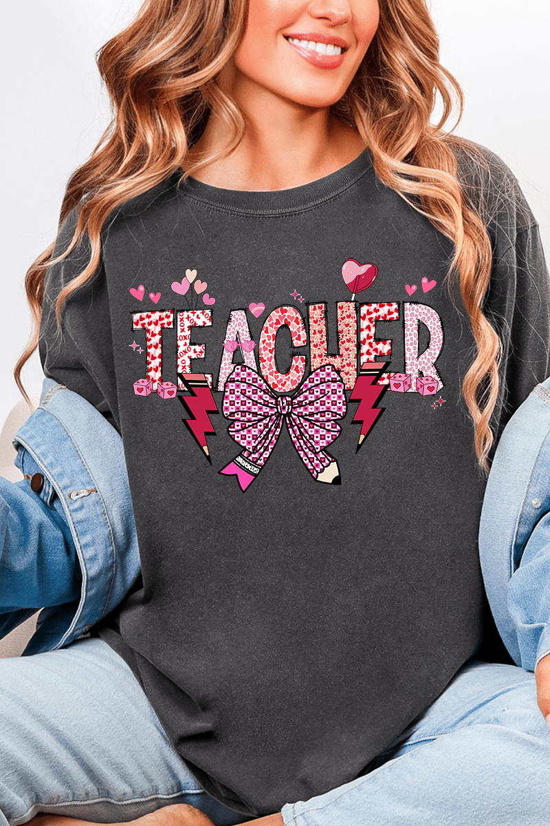 Bow Teacher Doodle Comfort Colors Adult Ring - Spun Cotton Tee - Wholesale Accessory Market