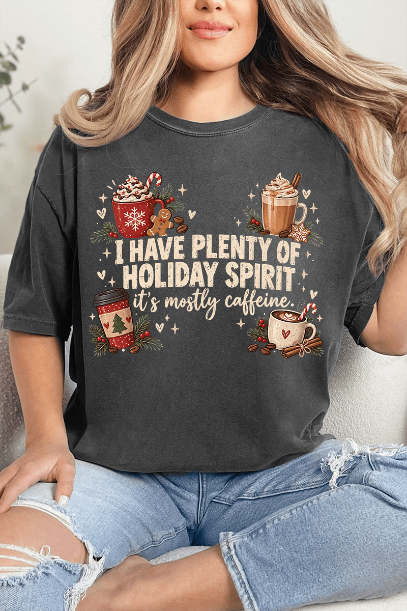 Caffeinated Holiday Spirit Comfort Colors Adult Ring-Spun Cotton Tee - Wholesale Accessory Market
