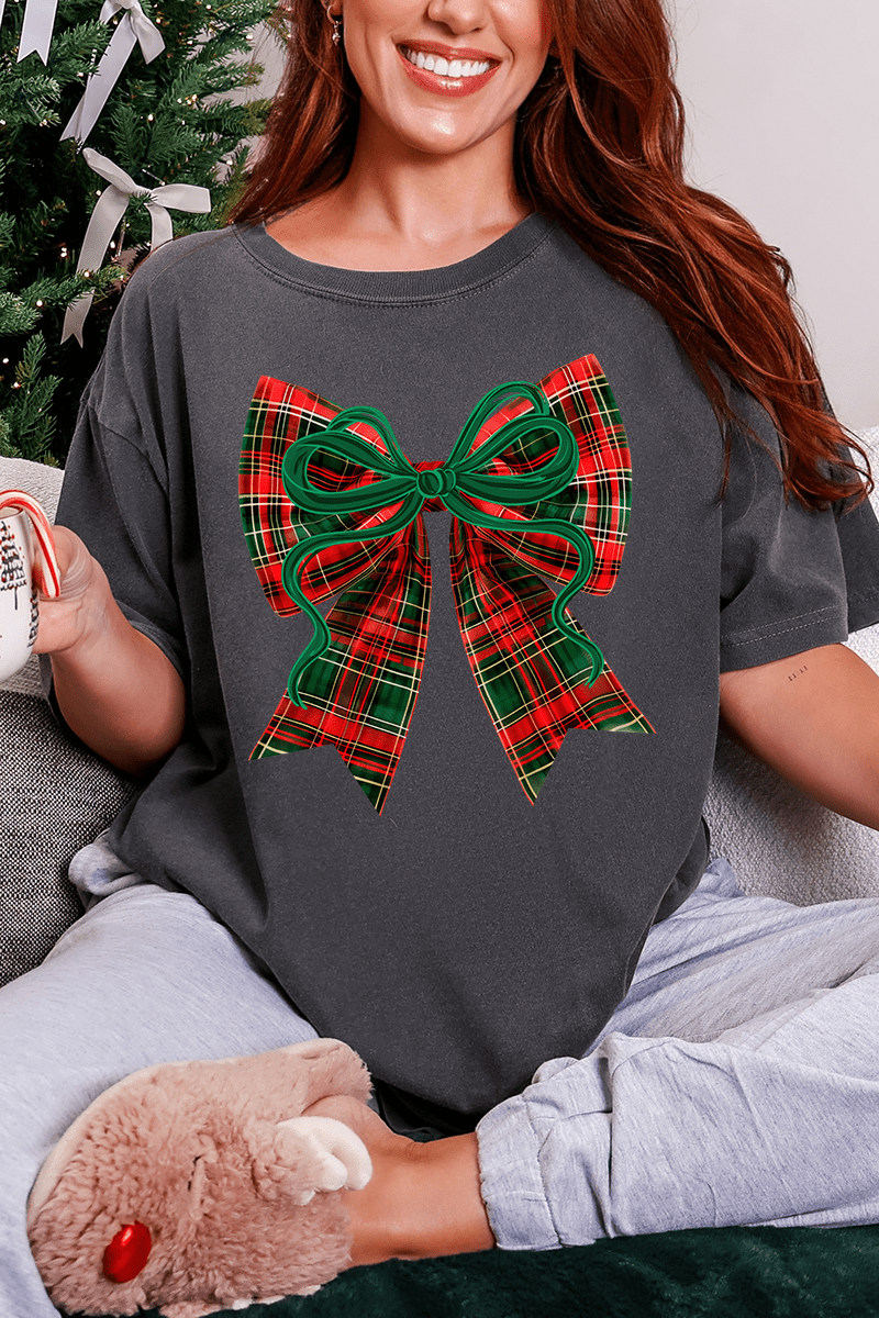Christmas Plaid Coquette Comfort Colors Adult Ring - Spun Cotton Tee - Wholesale Accessory Market