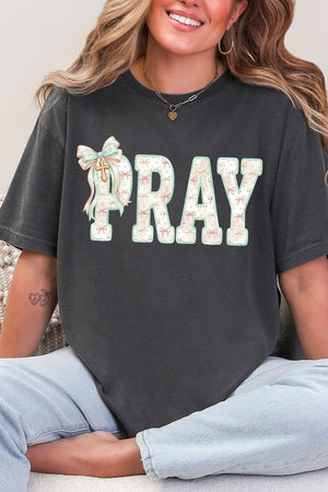 Coquette Cross Pray Comfort Colors Adult Ring - Spun Cotton Tee - Wholesale Accessory Market
