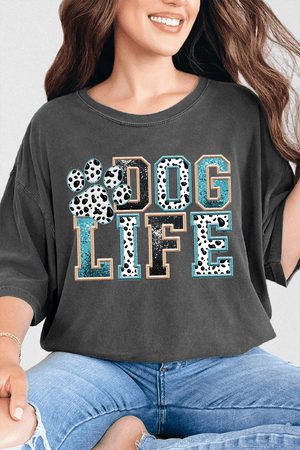 Dog Life Faux Glitter Comfort Colors Adult Ring - Spun Cotton Tee - Wholesale Accessory Market