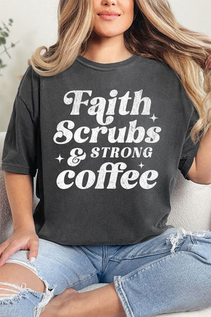Faith, Scrubs, And Strong Coffee Comfort Colors Adult Ring - Spun Cotton Tee - Wholesale Accessory Market